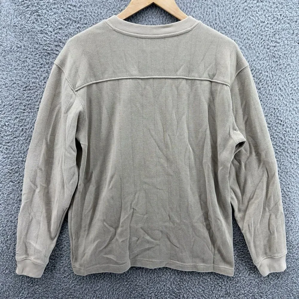 Columbia Men's Large Pullover Ribbed‎ Knit Tan Brown Sweater V-Neck Long Sleeve